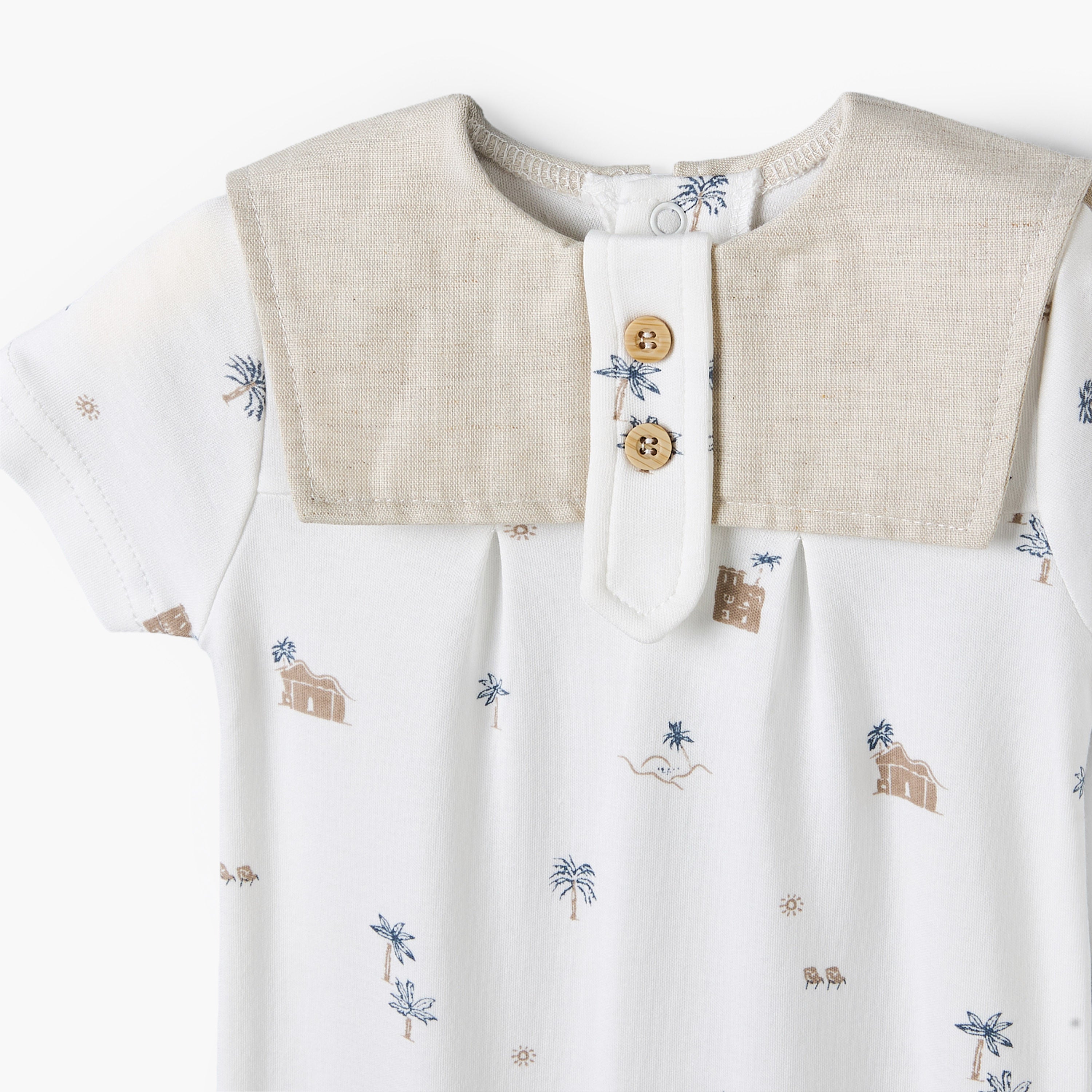 Giggles Sailor Collar Short Sleeves Romper with Fun Print