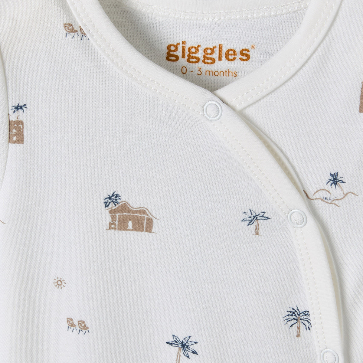 Giggles Round Neck Short Sleeves Bodysuit with Fun Print