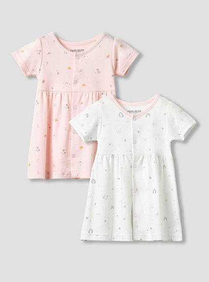 Juniors Printed Dress with Short Sleeves - Set of 2-baby-girls-clothing-dressesandjumpsuits-image-1
