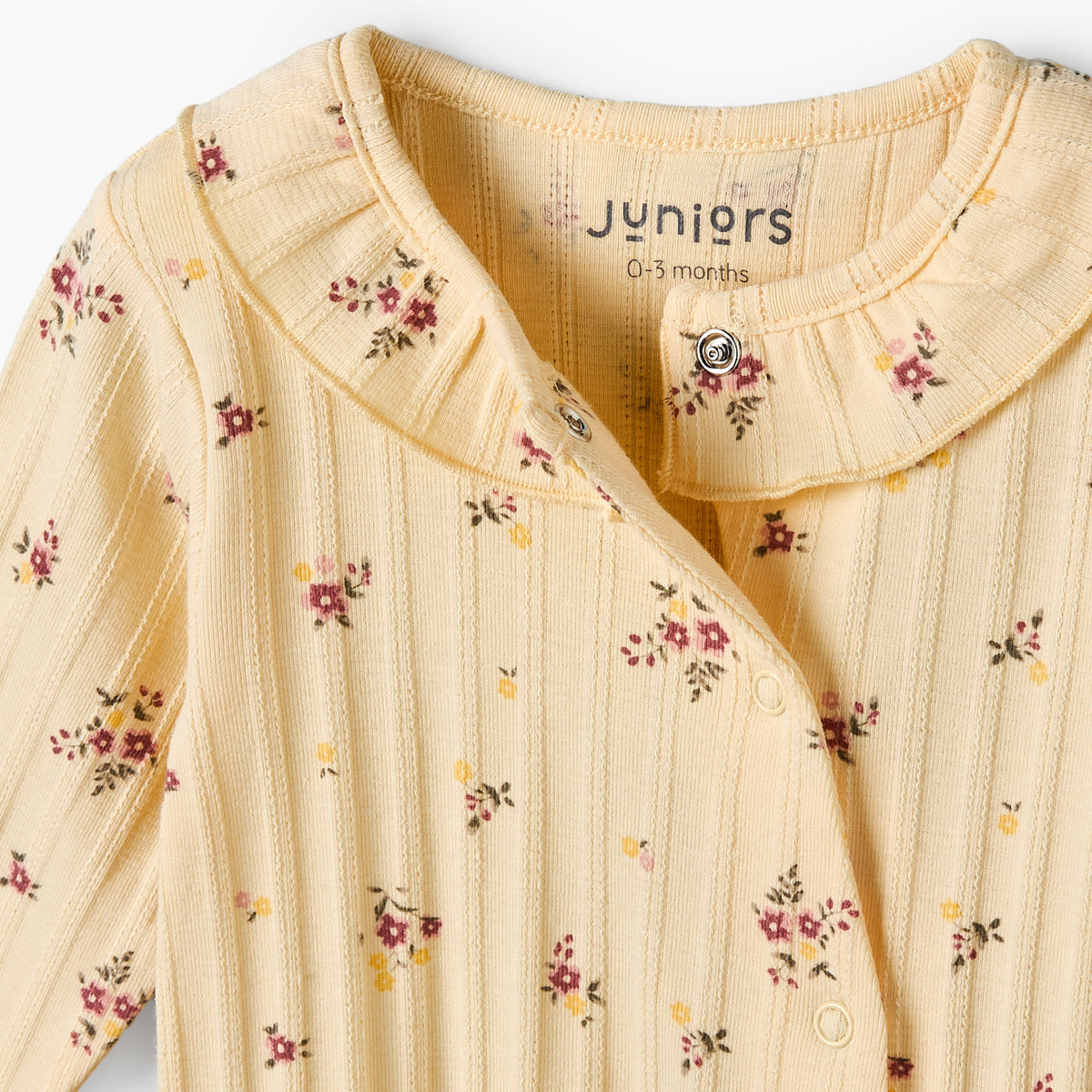 Juniors Cotton Round Neck Long Sleeves Sleepsuit with Floral Print
