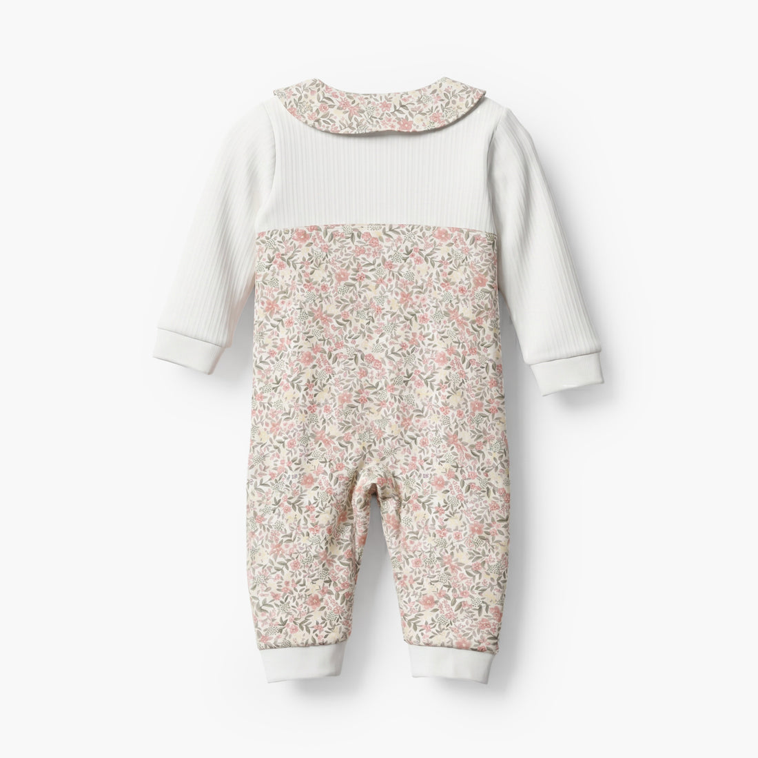 Juniors Cotton Collared Long Sleeves Sleepsuit with Floral Print