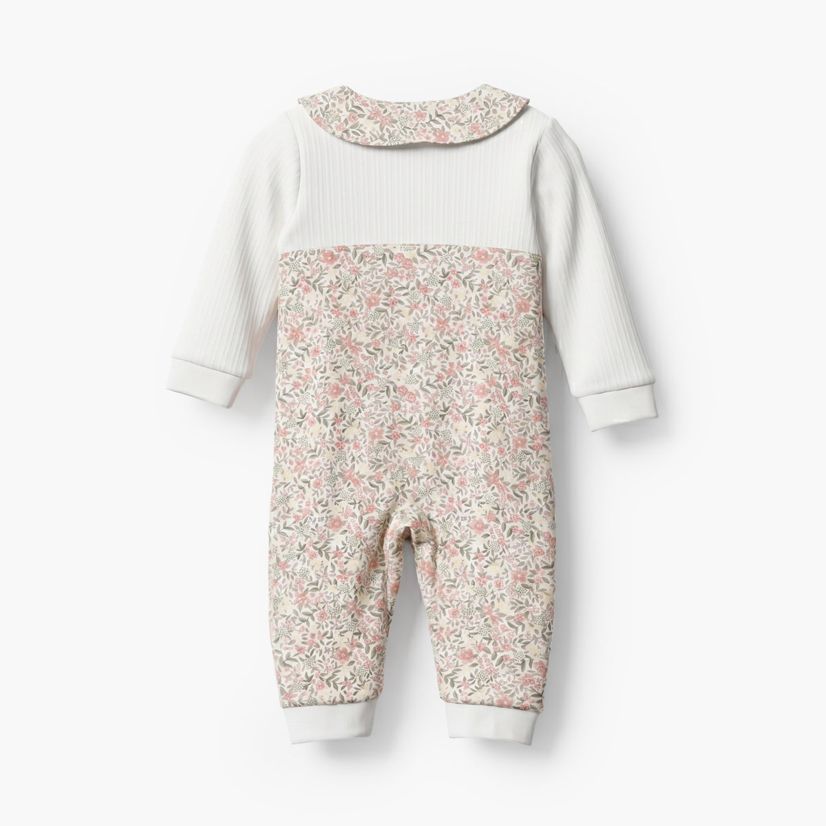 Juniors Cotton Collared Long Sleeves Sleepsuit with Floral Print