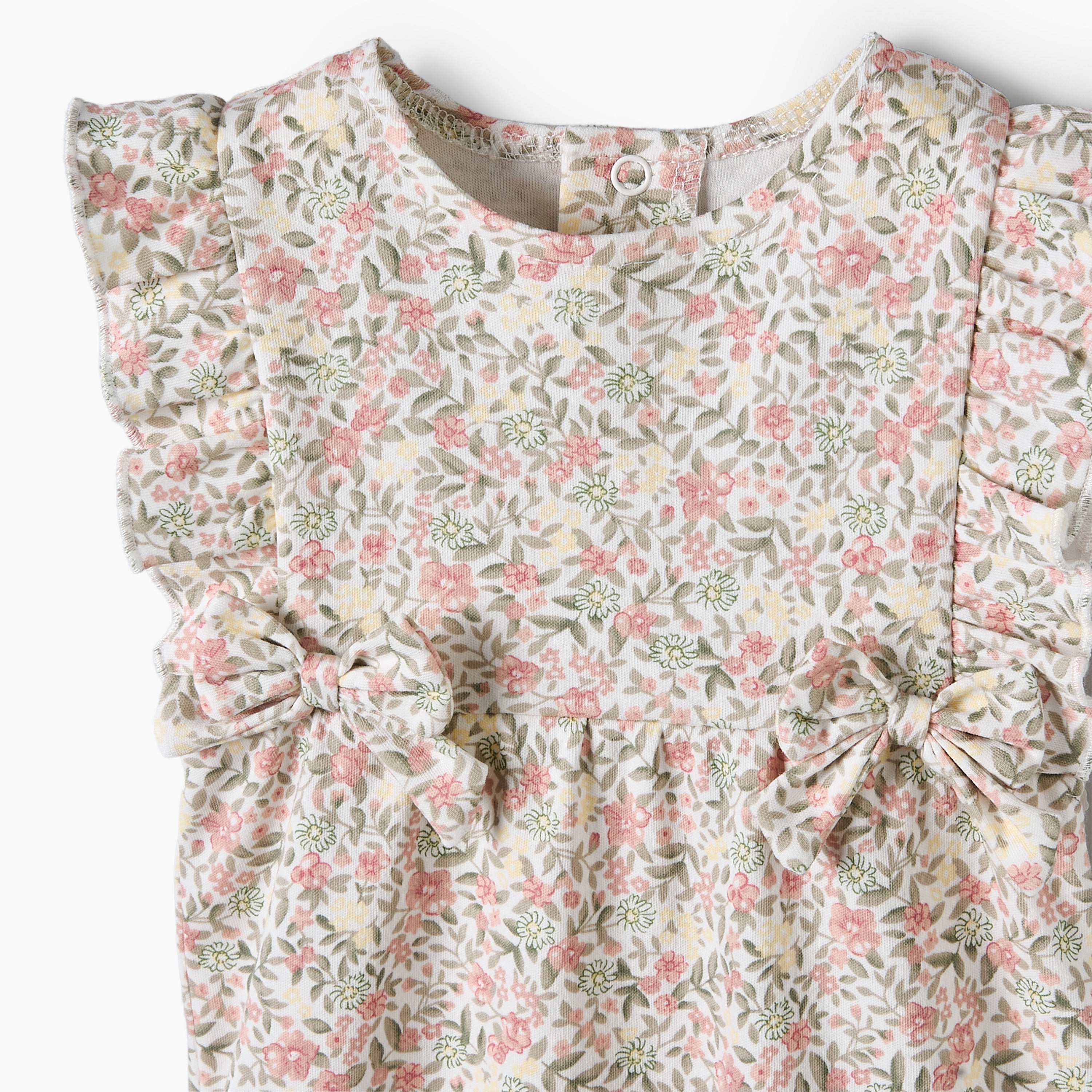 Juniors Crew Neck Sleeveless Romper with Floral Print