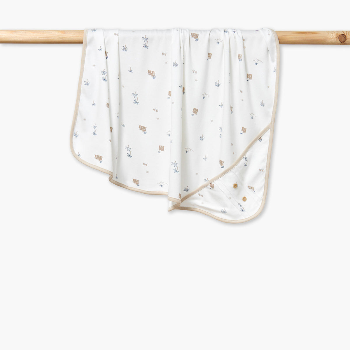 Giggles Receiving Blanket with Hood - Beige / 0-6 mths