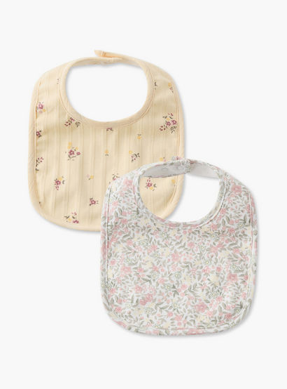 Pack of 2 Juniors Baby Bib with Floral Print-baby-feeding-bibs-image-1