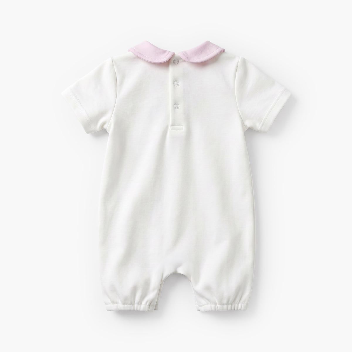 Giggles Peter Pan Collar Short Sleeves Romper with Floral Embroidery