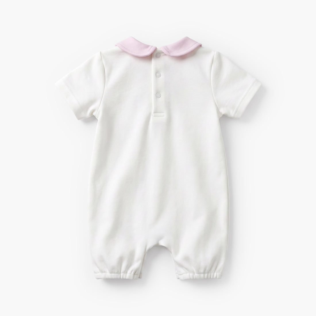 Giggles Peter Pan Collar Short Sleeves Romper with Floral Embroidery