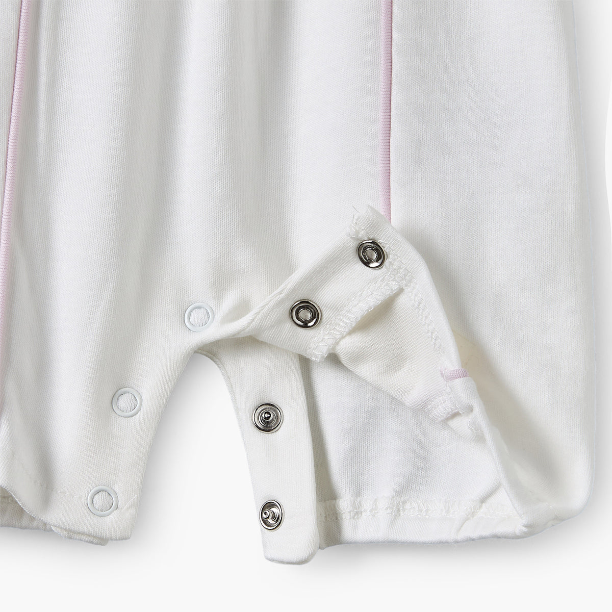 Giggles Peter Pan Collar Short Sleeves Romper with Floral Embroidery