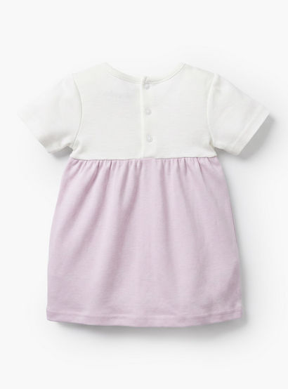 Giggles Round Neck Short Sleeves Knee Length A-line Dress with Floral Embroidery-baby-girls-clothing-dressesandjumpsuits-image-3