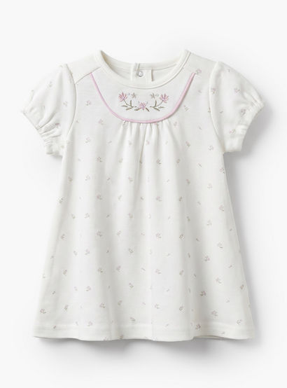 Giggles Round Neck Short Sleeves Knee Length A-line Dress with Floral Print-baby-girls-clothing-dressesandjumpsuits-image-2