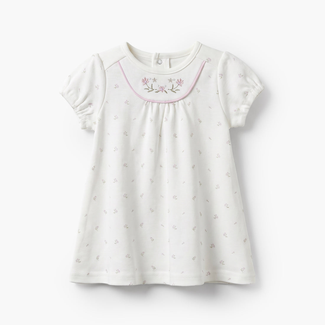 Giggles Round Neck Short Sleeves Knee Length A-line Dress with Floral Print
