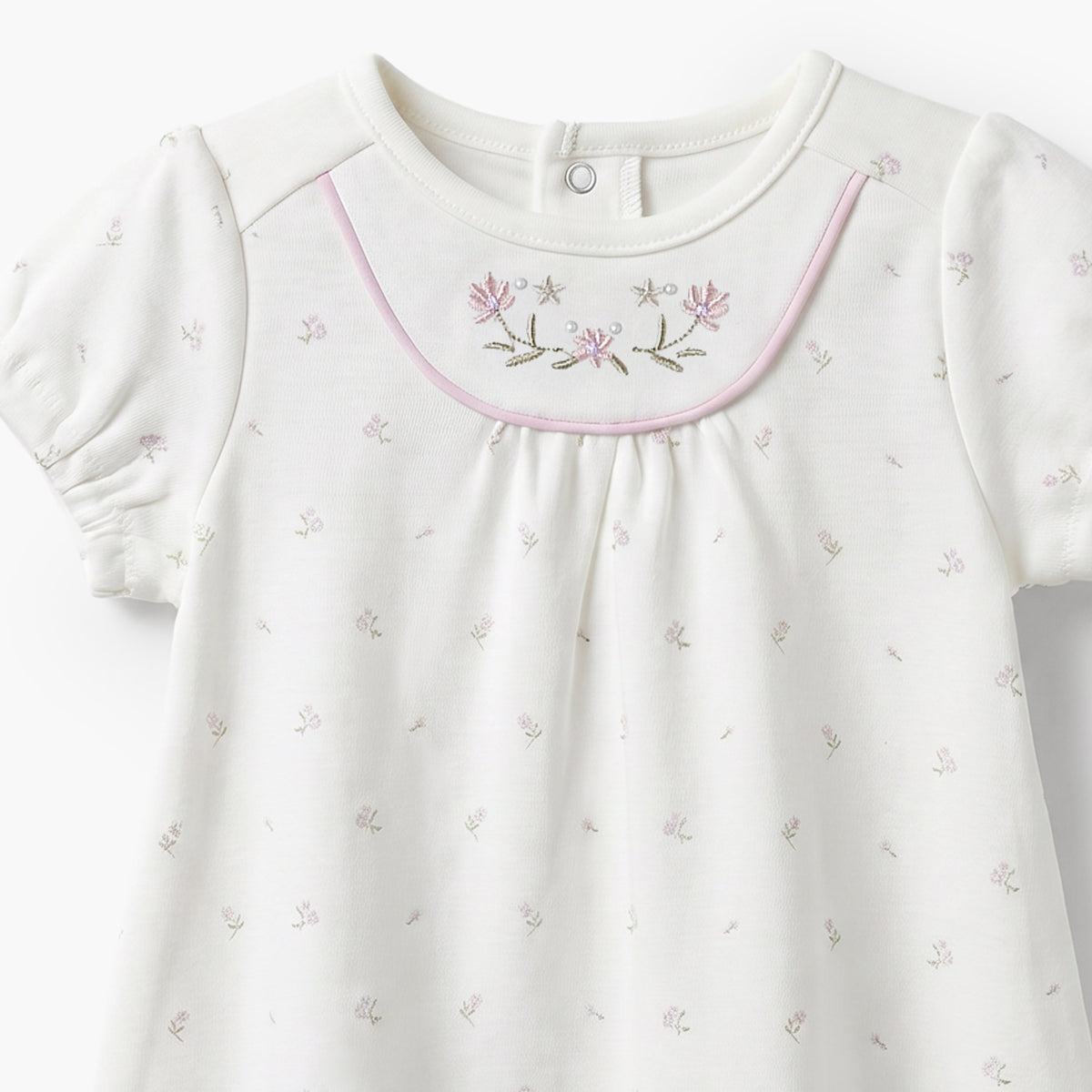 Giggles Round Neck Short Sleeves Knee Length A-line Dress with Floral Print