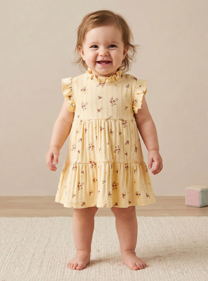 Juniors High Neck Sleeveless Knee Length A-Line Dress with Floral Print-baby-girls-clothing-dressesandjumpsuits-image-1