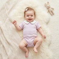 Giggles Cotton Peter Pan Collar Short Sleeves Bodysuit with Floral Print-undefined-image-1
