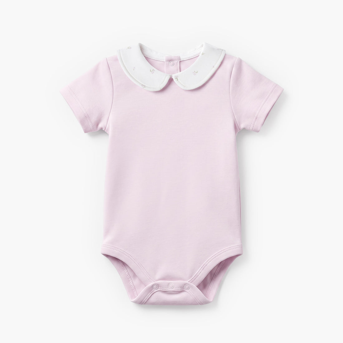 Giggles Cotton Peter Pan Collar Short Sleeves Bodysuit with Floral Print
