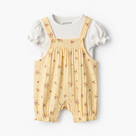 Juniors Crew Neck Short Sleeves T-shirt and Dungaree Set with Floral Print-undefined-image-1