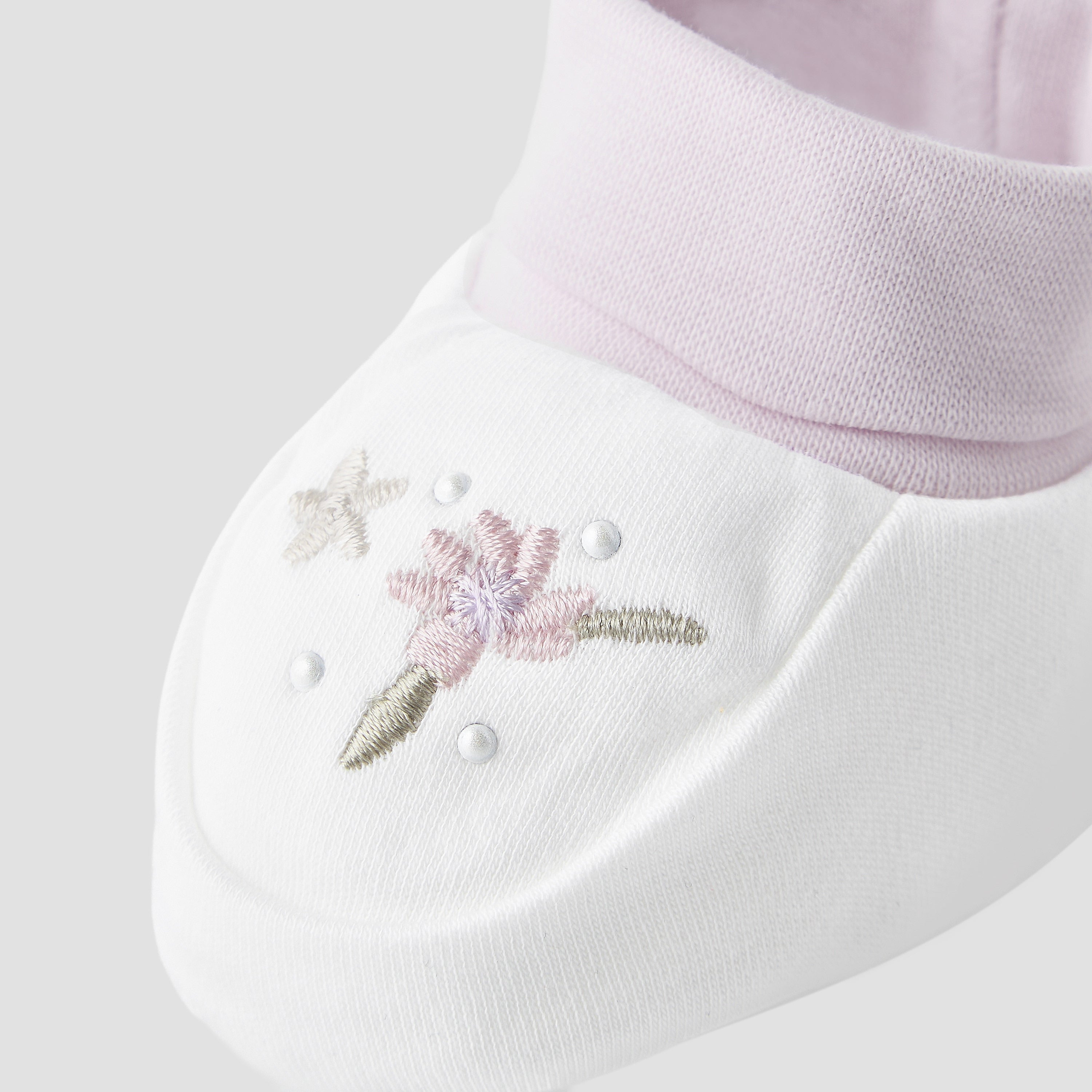 Giggles Booties with Floral Embroidery