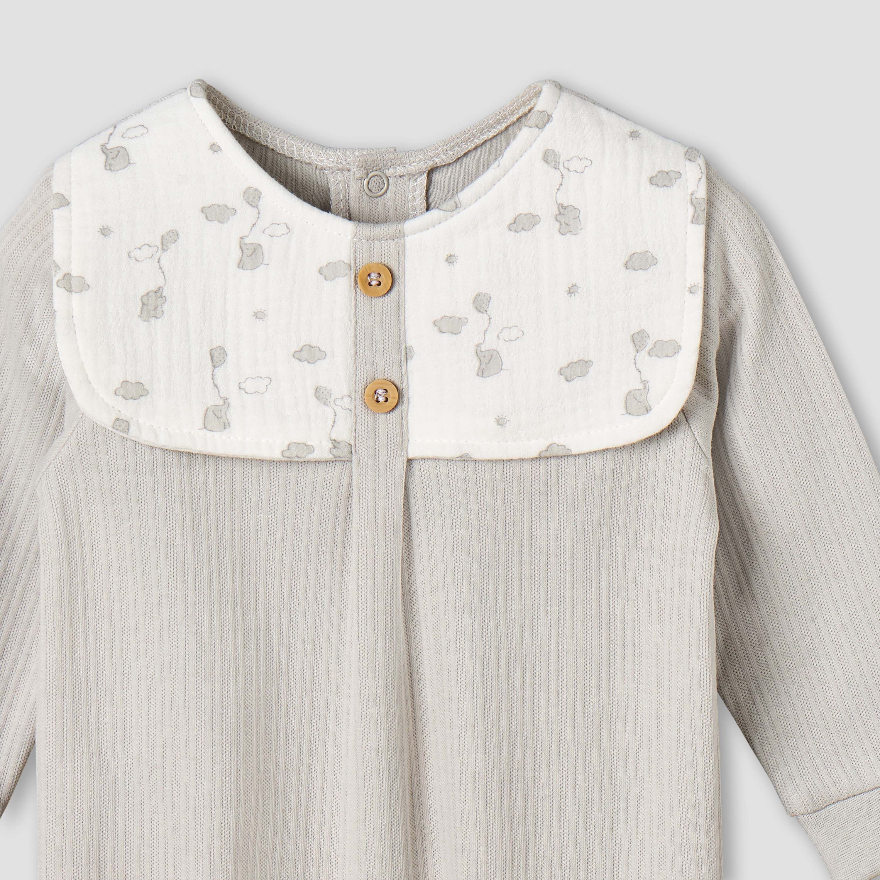 Giggles Cotton Crew Neck Long Sleeves Sleepsuit with Print