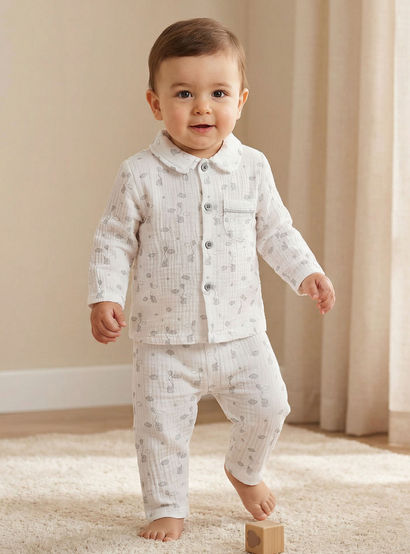 Giggles Cotton Collared Neck Long Sleeve Pyjama Set with Print-baby-boys-clothing-nightwear-pyjamasets-image-1