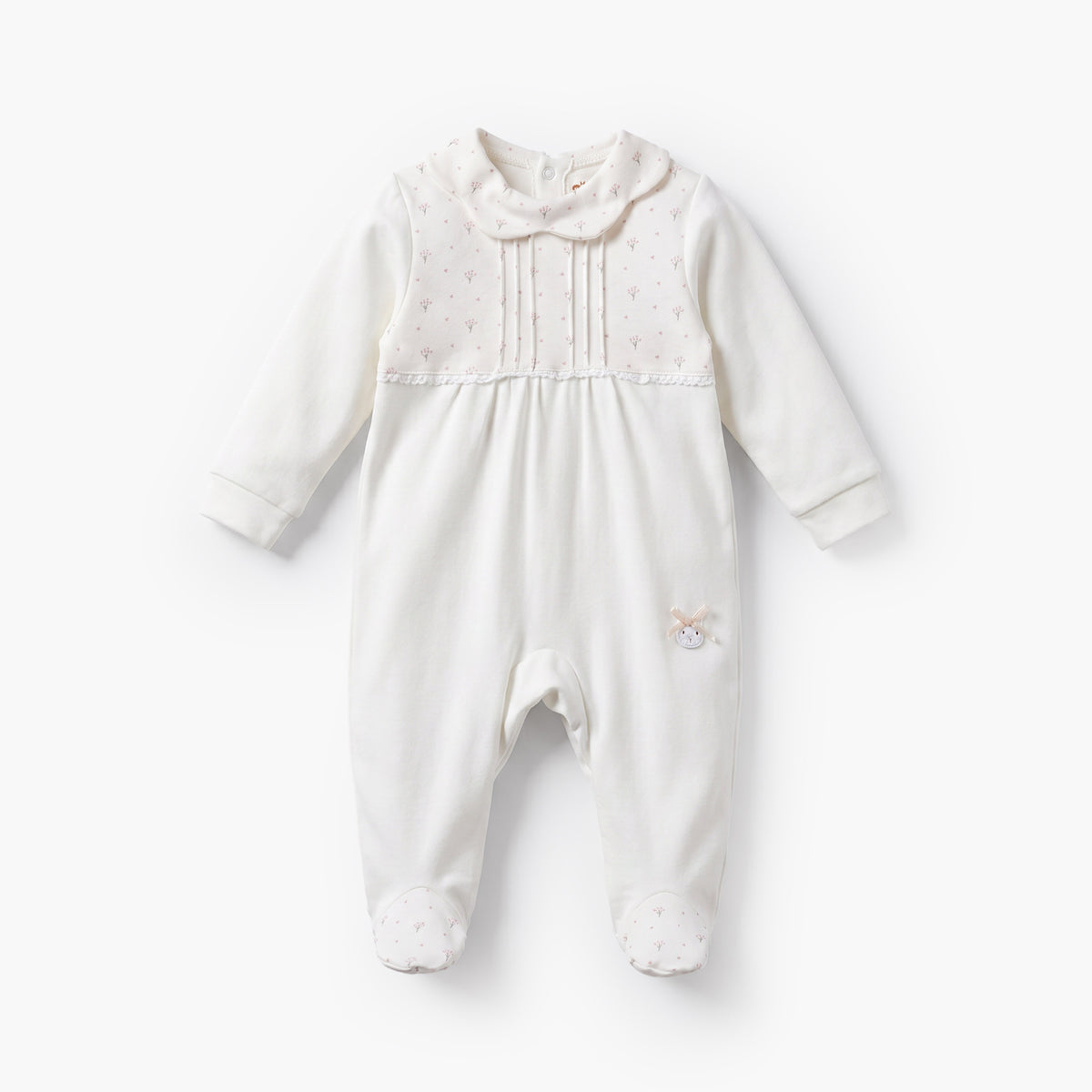 Giggles Supima Cotton Collared Long Sleeves Sleepsuit with Floral Print