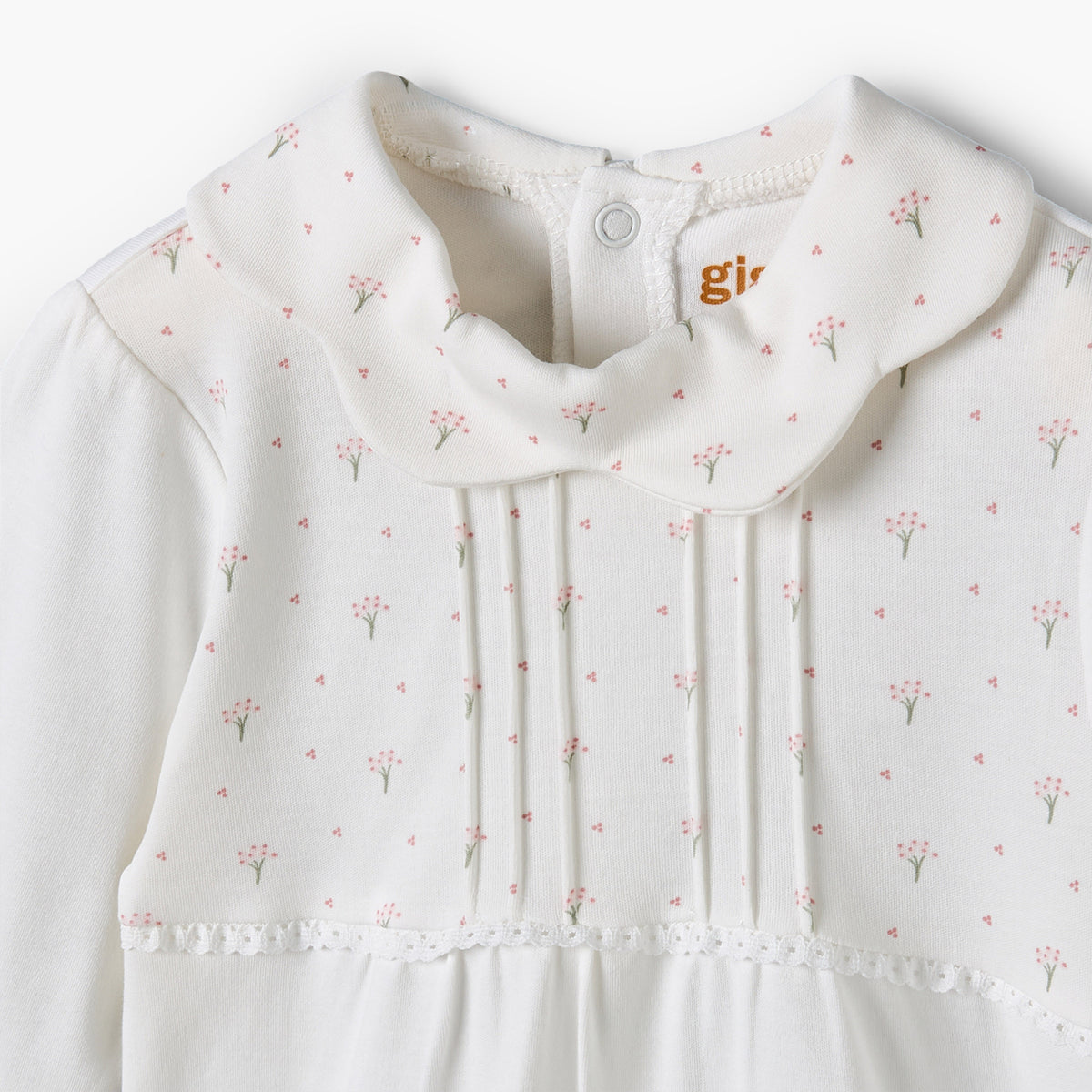 Giggles Supima Cotton Collared Long Sleeves Sleepsuit with Floral Print