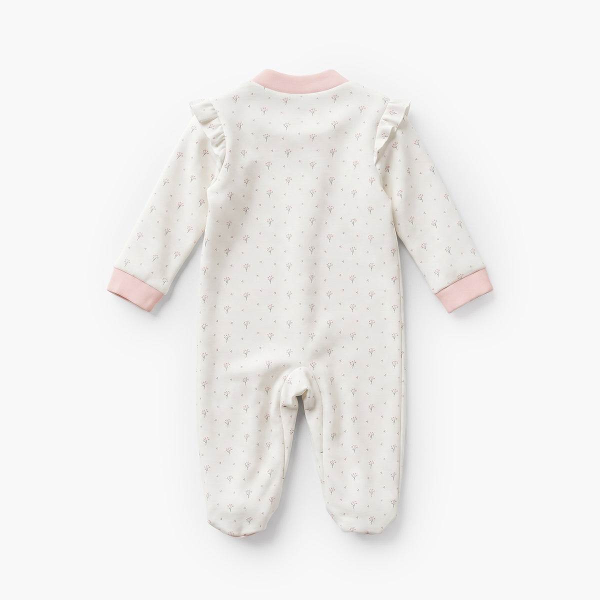 Giggles Supima Cotton Mandarin Collar Long Sleeves Sleepsuit with Floral Print