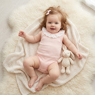 Giggles Supima Cotton Round Neck Sleeveless Bodysuit with Ruffle Detail-undefined-image-1