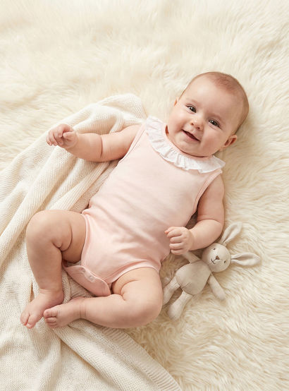 Giggles Supima Cotton Round Neck Sleeveless Bodysuit with Ruffle Detail-baby-girls-clothing-bodysuits-image-1