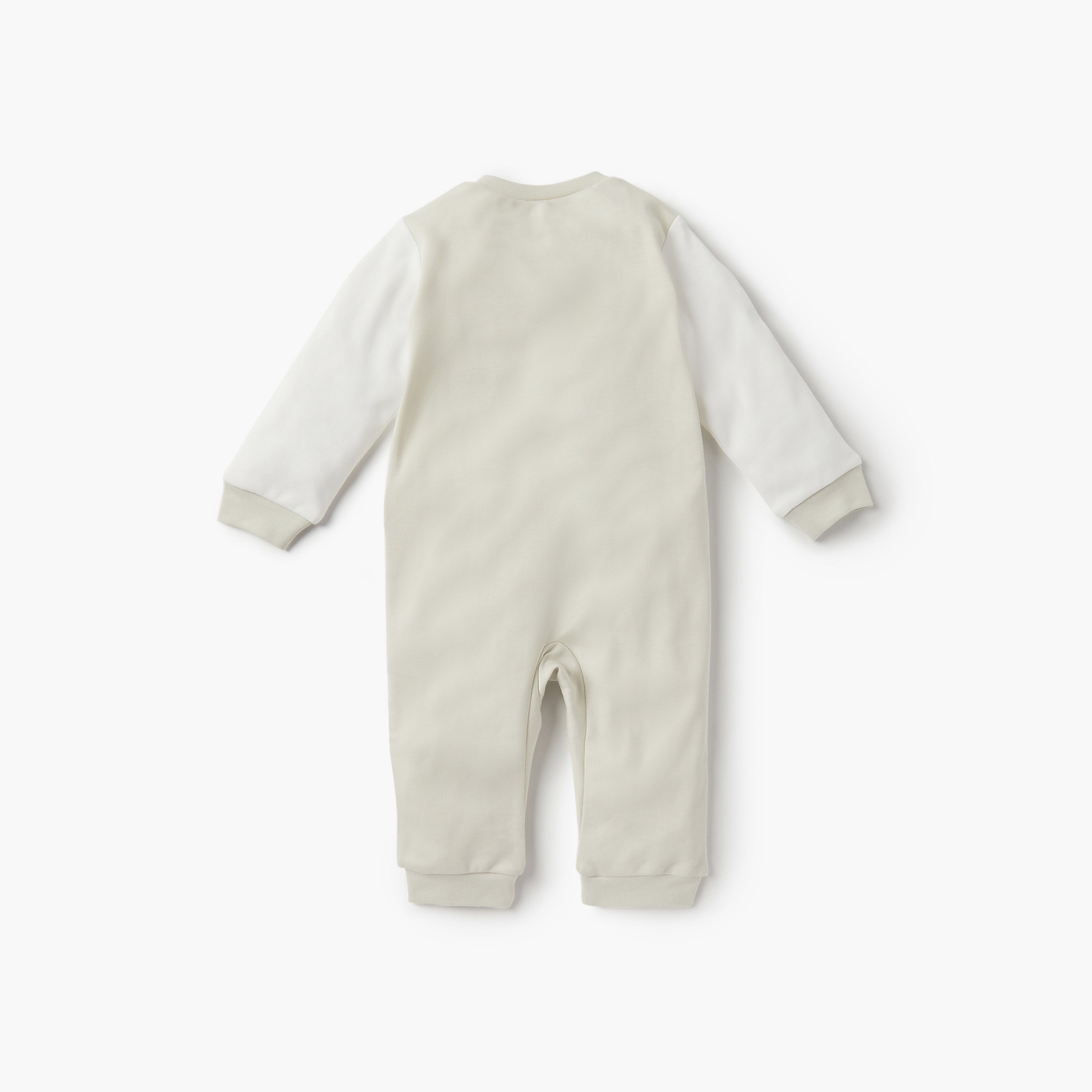 Giggles Colourblock Sleepsuit with Round Neck and Long Sleeves