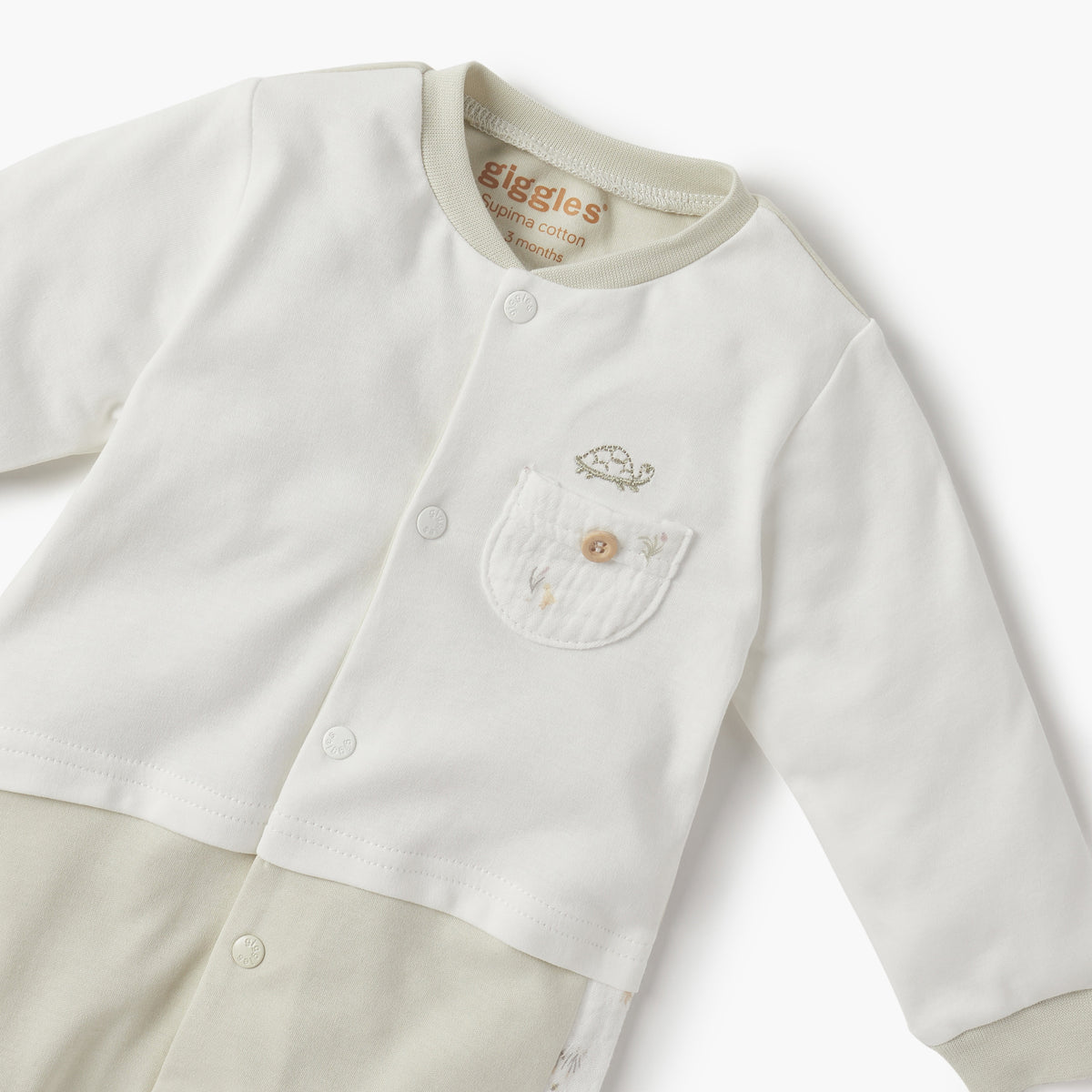 Giggles Colourblock Sleepsuit with Round Neck and Long Sleeves