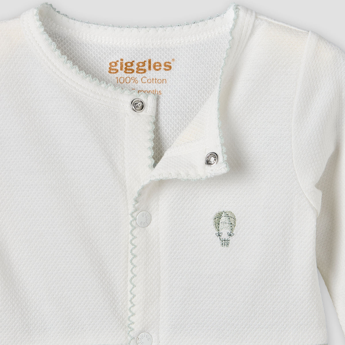 Giggles Cotton Round Neck Long Sleeve Sleepsuit with Snap Button Closure