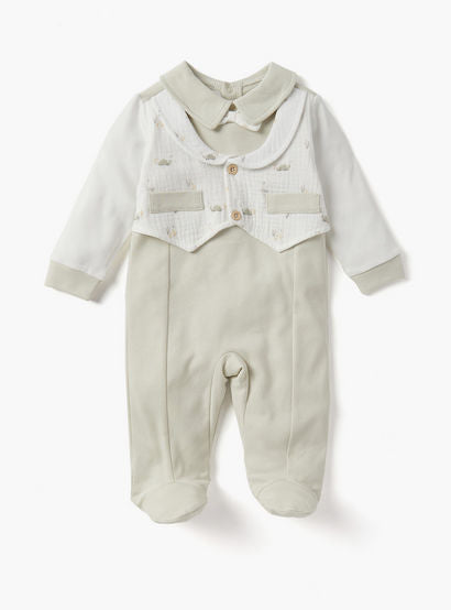 Giggles Solid Closed Feet Sleepsuit with Collar and Waistcoat-baby-boys-clothing-nightwear-sleepsuits-image-1