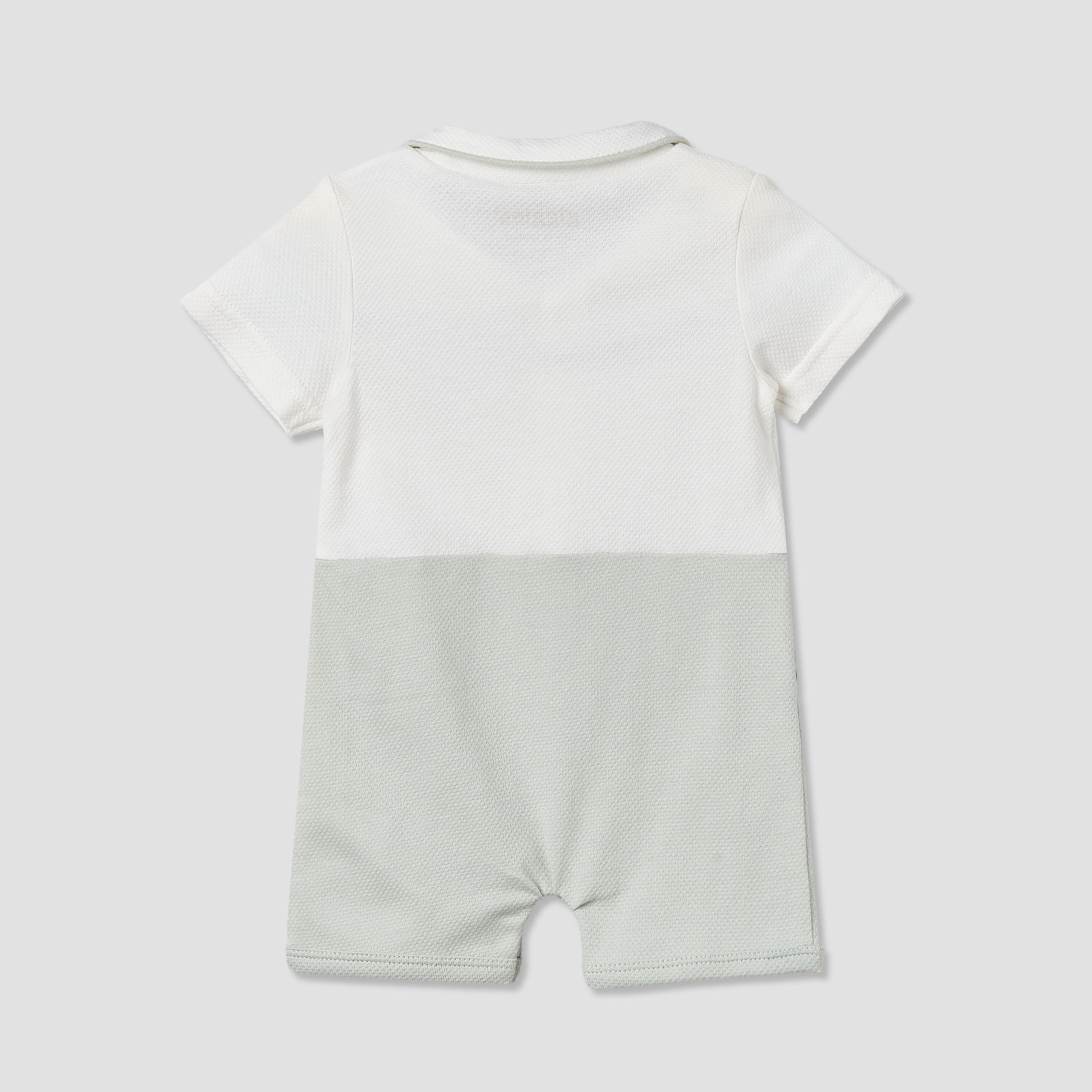 Giggles Collared Short Sleeve Romper with Snap Button Closure