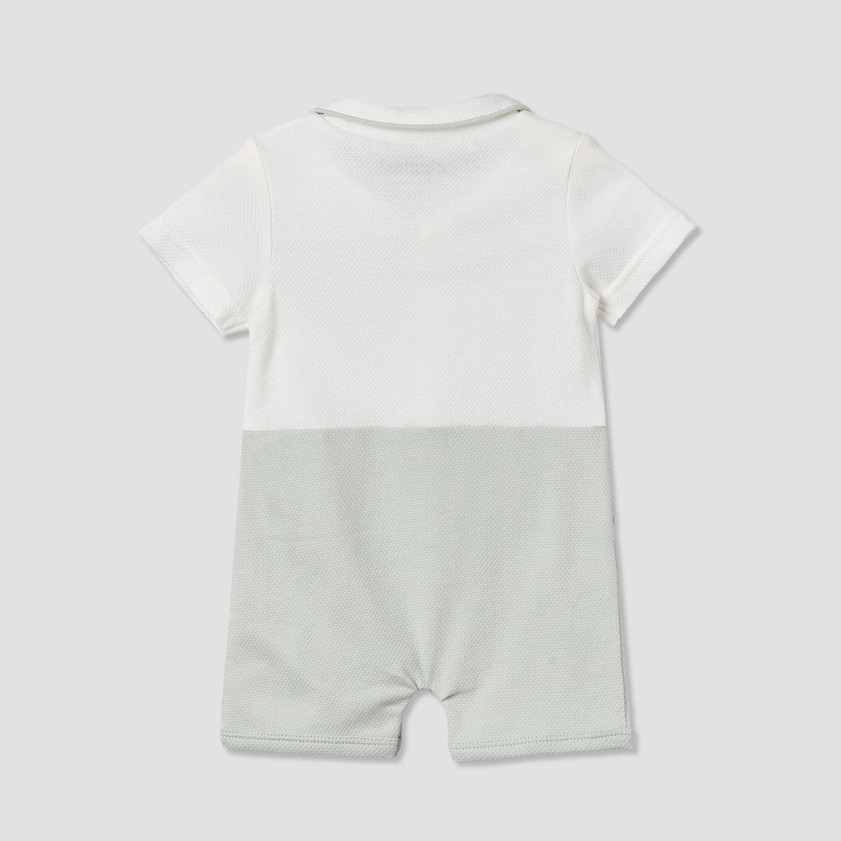 Giggles Collared Short Sleeve Romper with Snap Button Closure