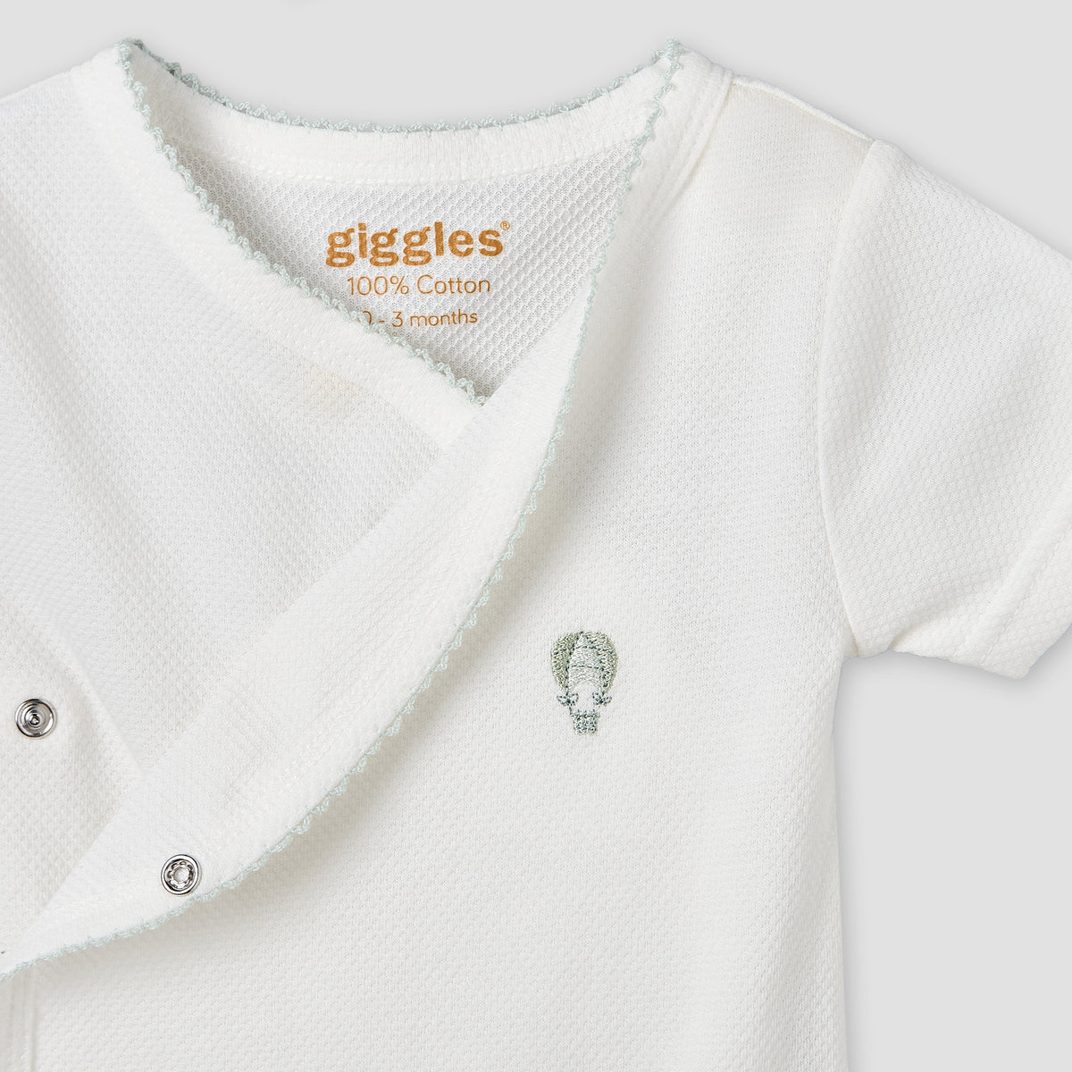 Giggles V- Neck Short Sleeves Bodysuit with Textured Pattern