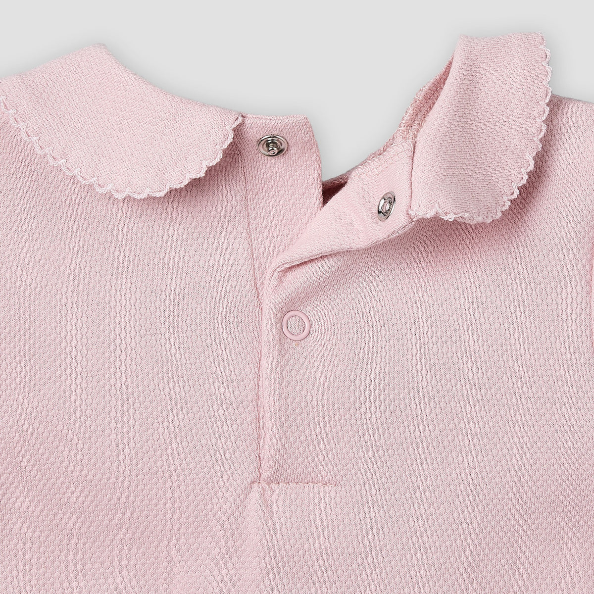 Giggles Peter Pan Collar Short Sleeves Romper with Snap Button Closure