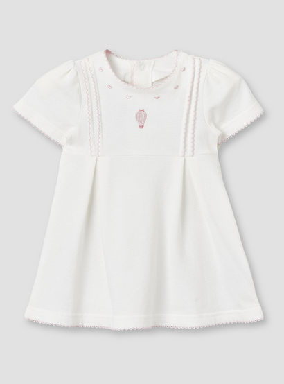 Giggles Round Neck Short Sleeves Knee-Length Dress with Hot Air Balloon Embroidery-baby-girls-clothing-dressesandjumpsuits-image-1