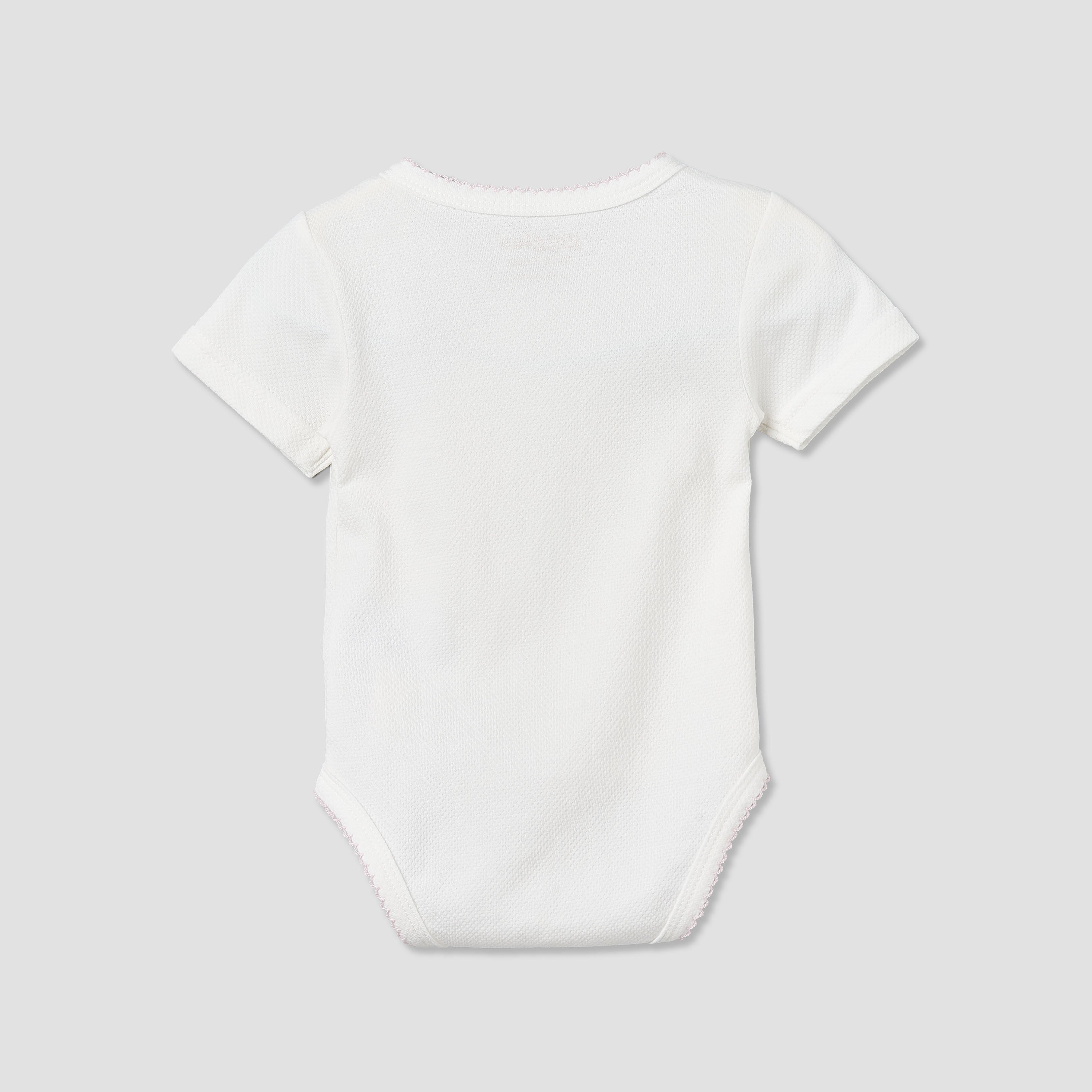 Giggles Cotton V-neck Short Sleeves Bodysuit with Textured Pattern