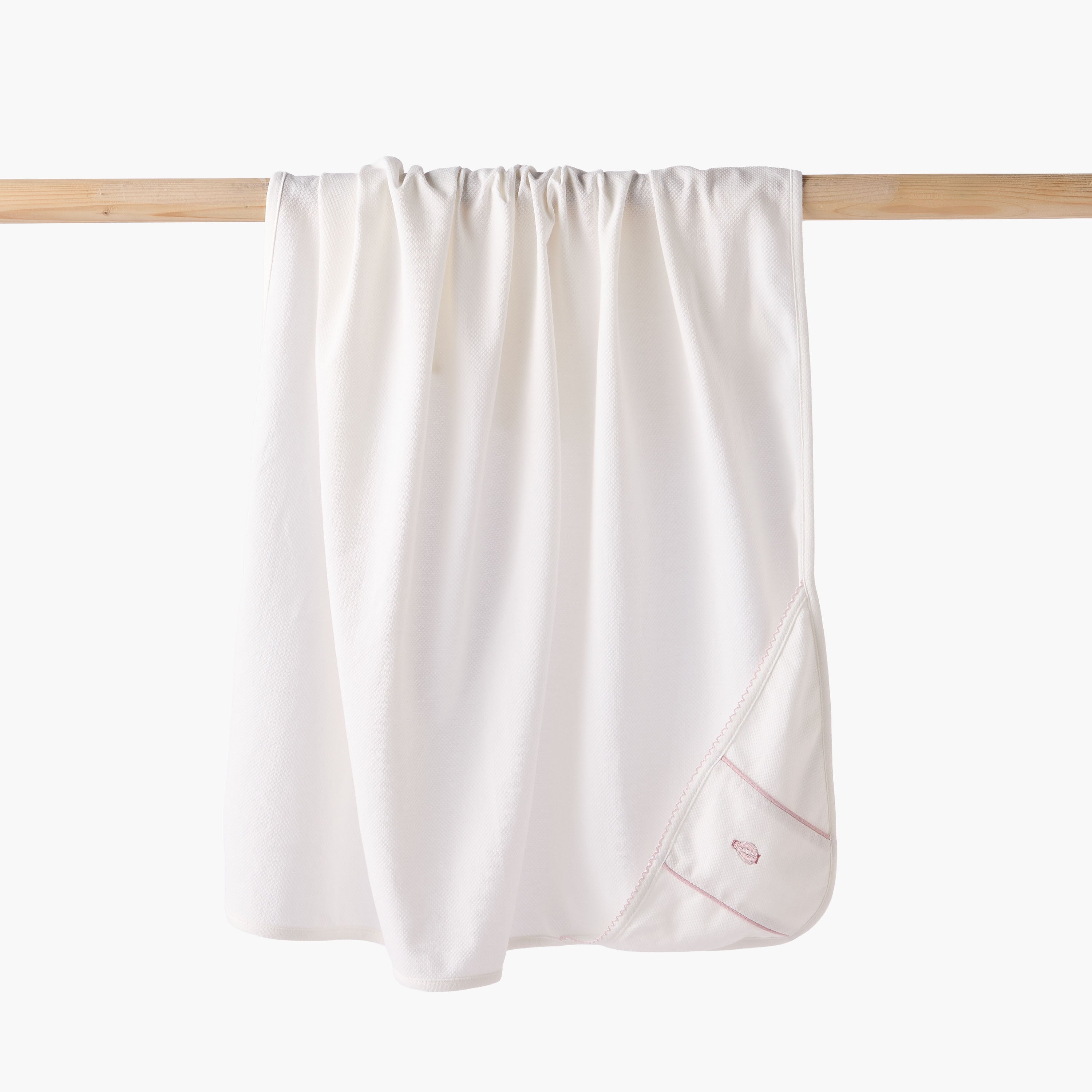 Giggles Receiving Blanket with Hood - White / 0-6 mths