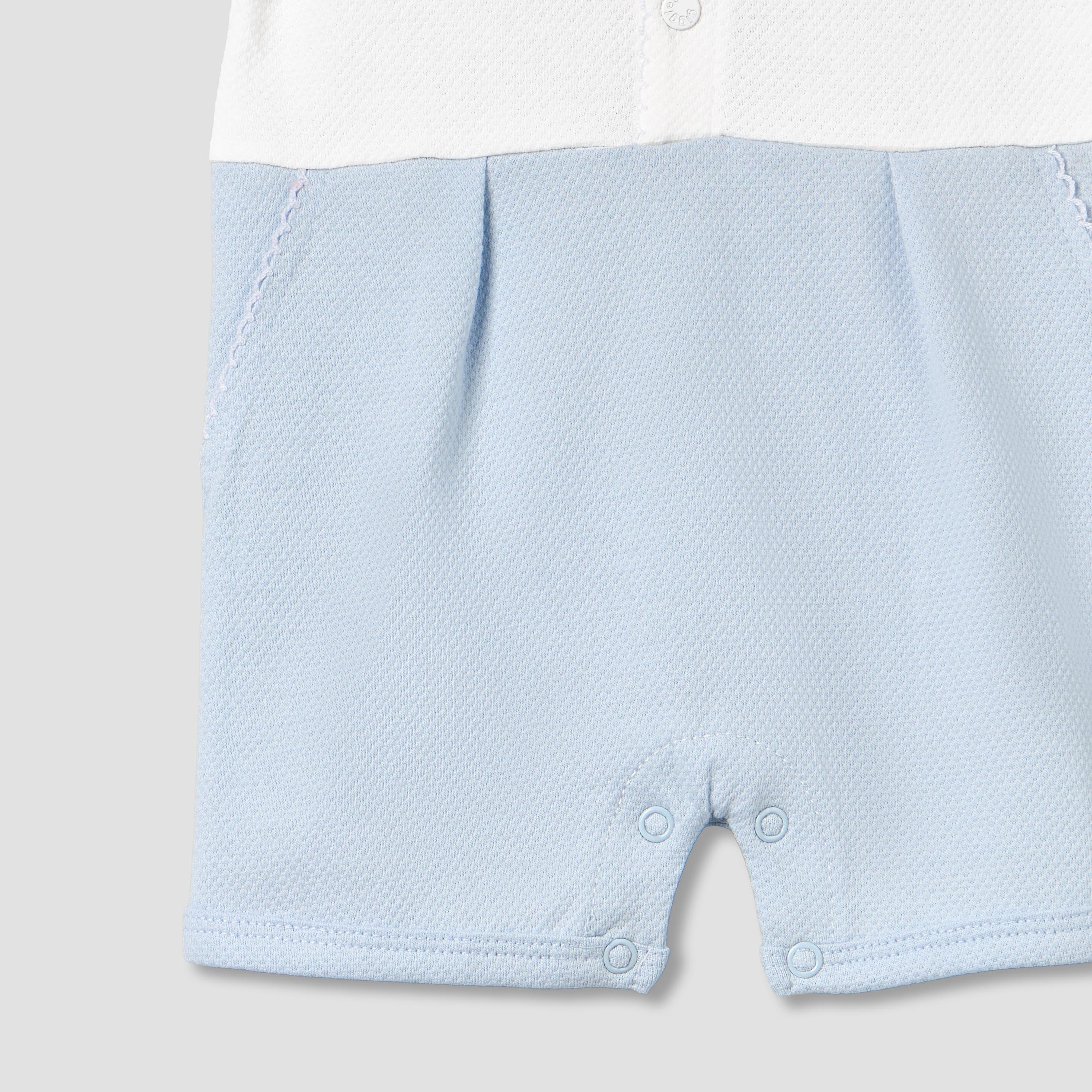 Giggles Collared Short Sleeves Romper with Embroidery
