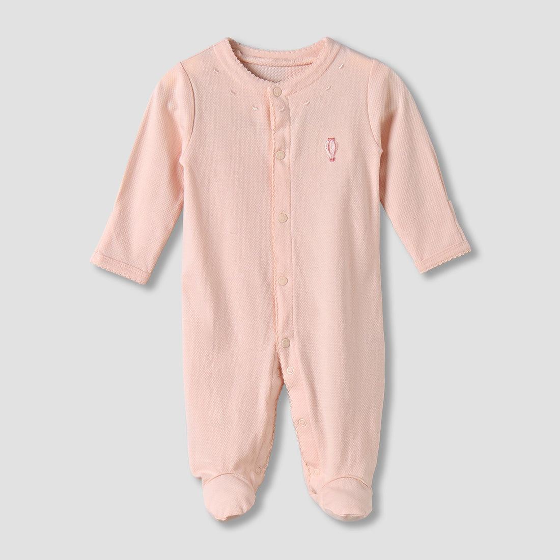 Giggles Cotton Long Sleeves Sleepsuit with Hot Air Balloon Embroidery