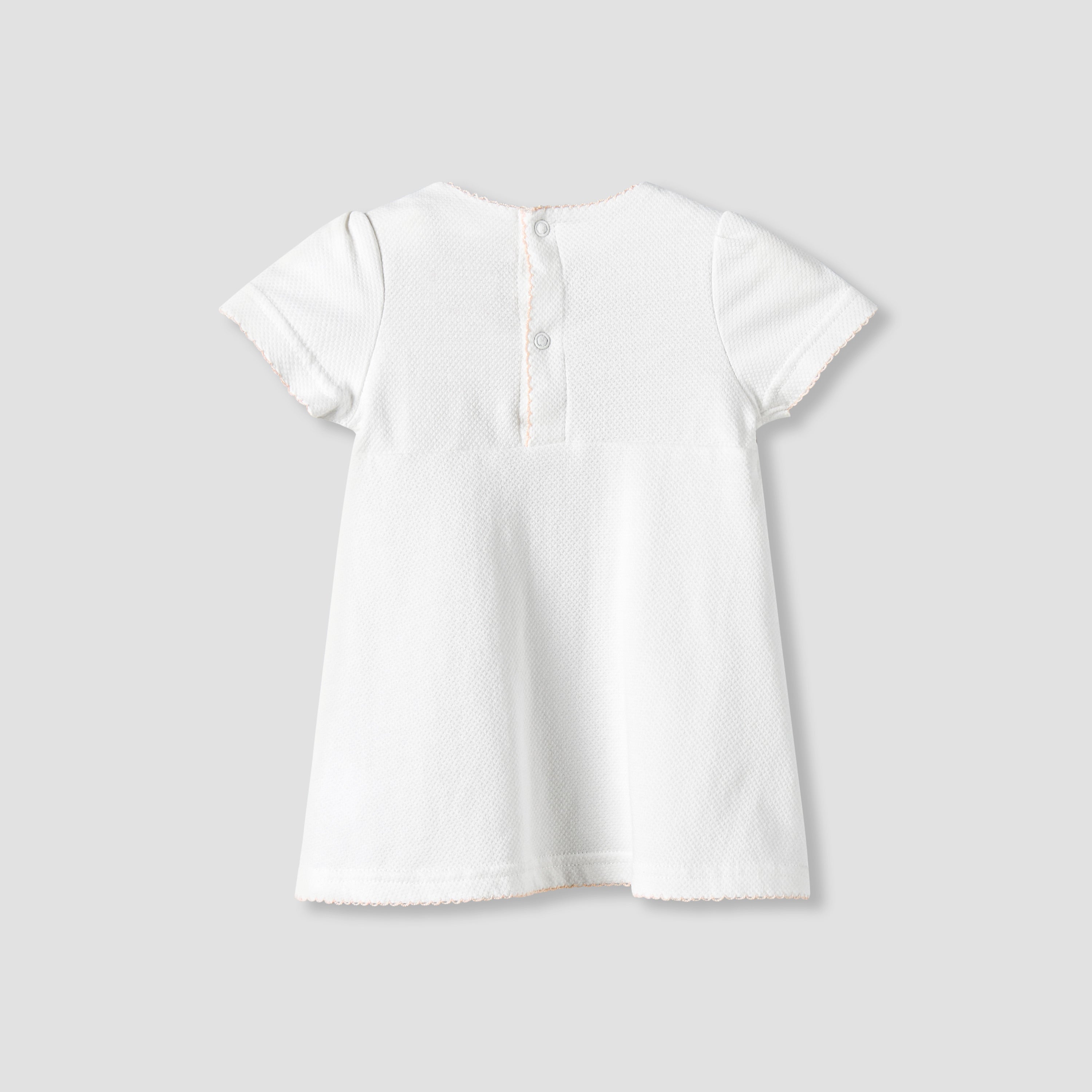 Giggles Round Neck Short Sleeves A-line Dress with Embroidery