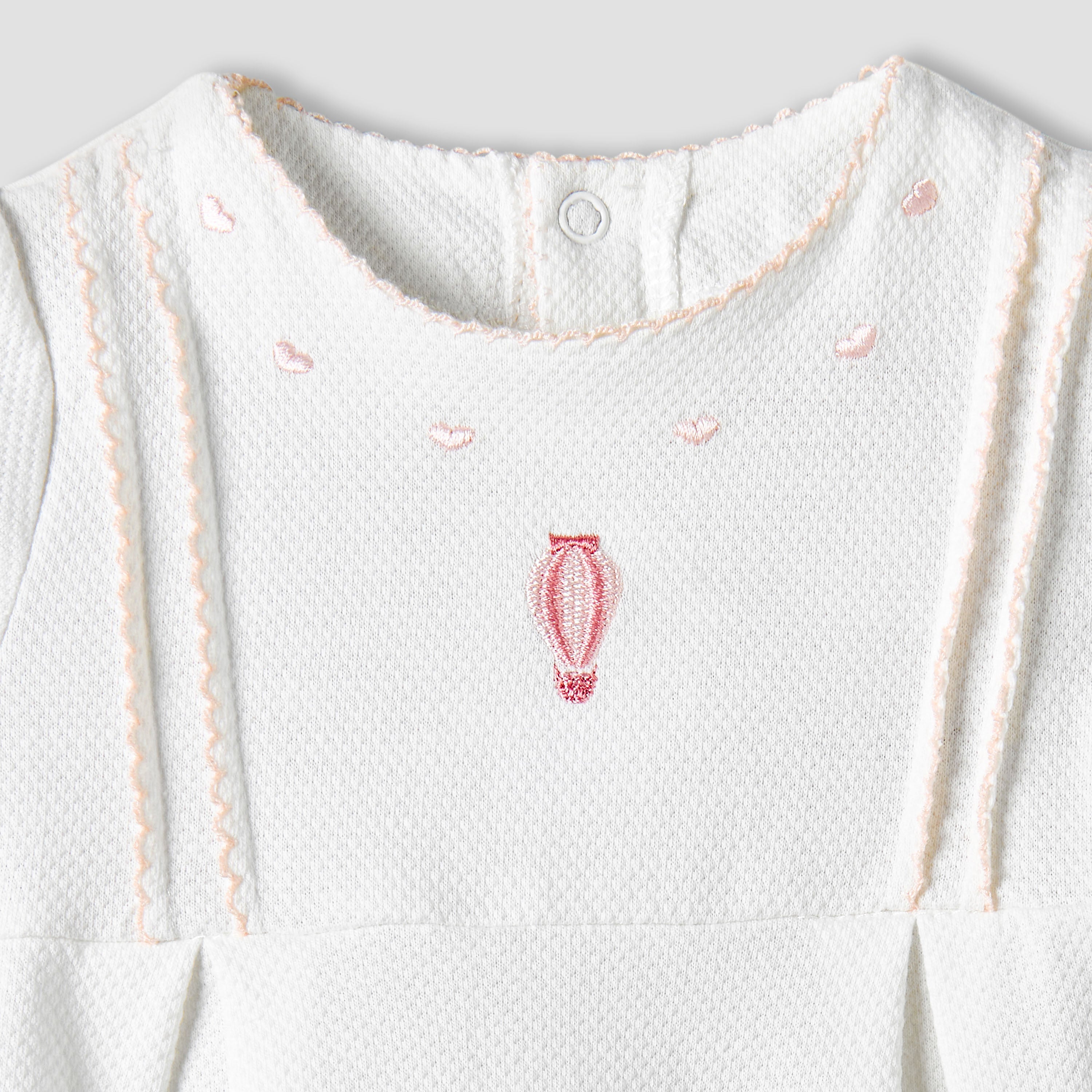 Giggles Round Neck Short Sleeves A-line Dress with Embroidery