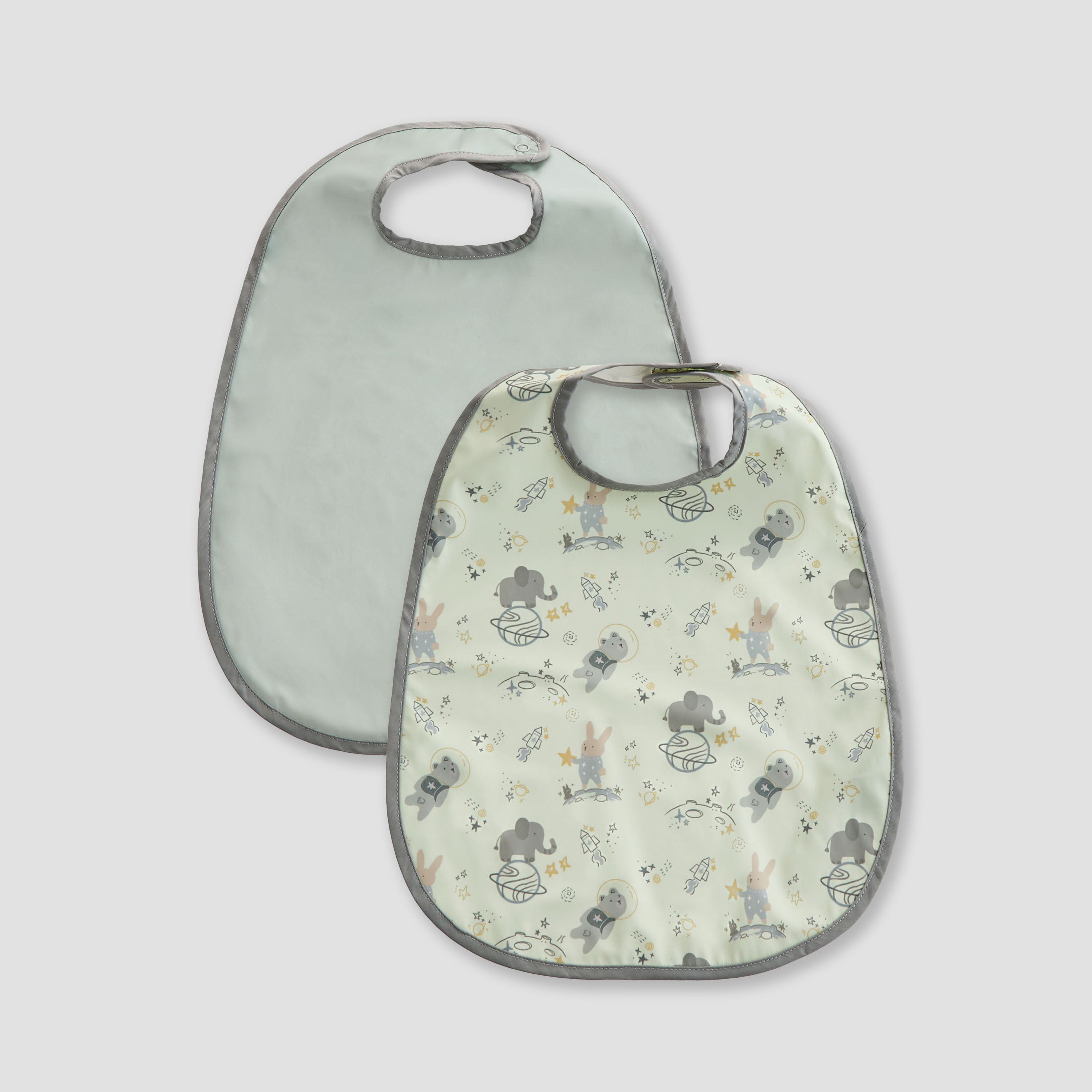 Juniors Baby Bib with Assorted Print - Set of 2 - Green