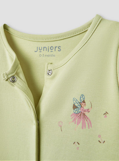 Juniors Printed Closed Feet Sleepsuit with Long Sleeves - Set of 3-baby-girls-clothing-nightwear-sleepsuits-image-7