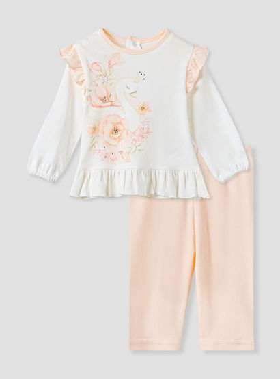 Giggles Floral Print T-shirt and Pyjama Set-baby-girls-clothing-nightwear-pyjamasets-image-1