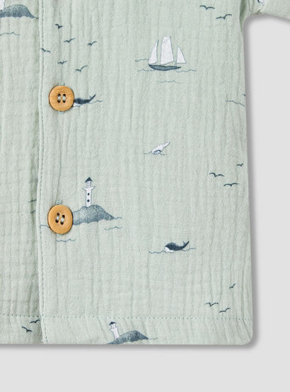 Juniors Boys Shirt and Shorts Set with Fun Print - Muslin Cotton - Short Sleeves - Collar-promo_babyshop_Buy3for99_UAE130126-image-5