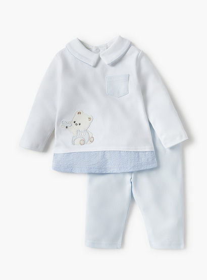Giggles Bear Applique Long Sleeves T-shirt and Pyjama Set-baby-boys-clothing-nightwear-pyjamasets-image-2