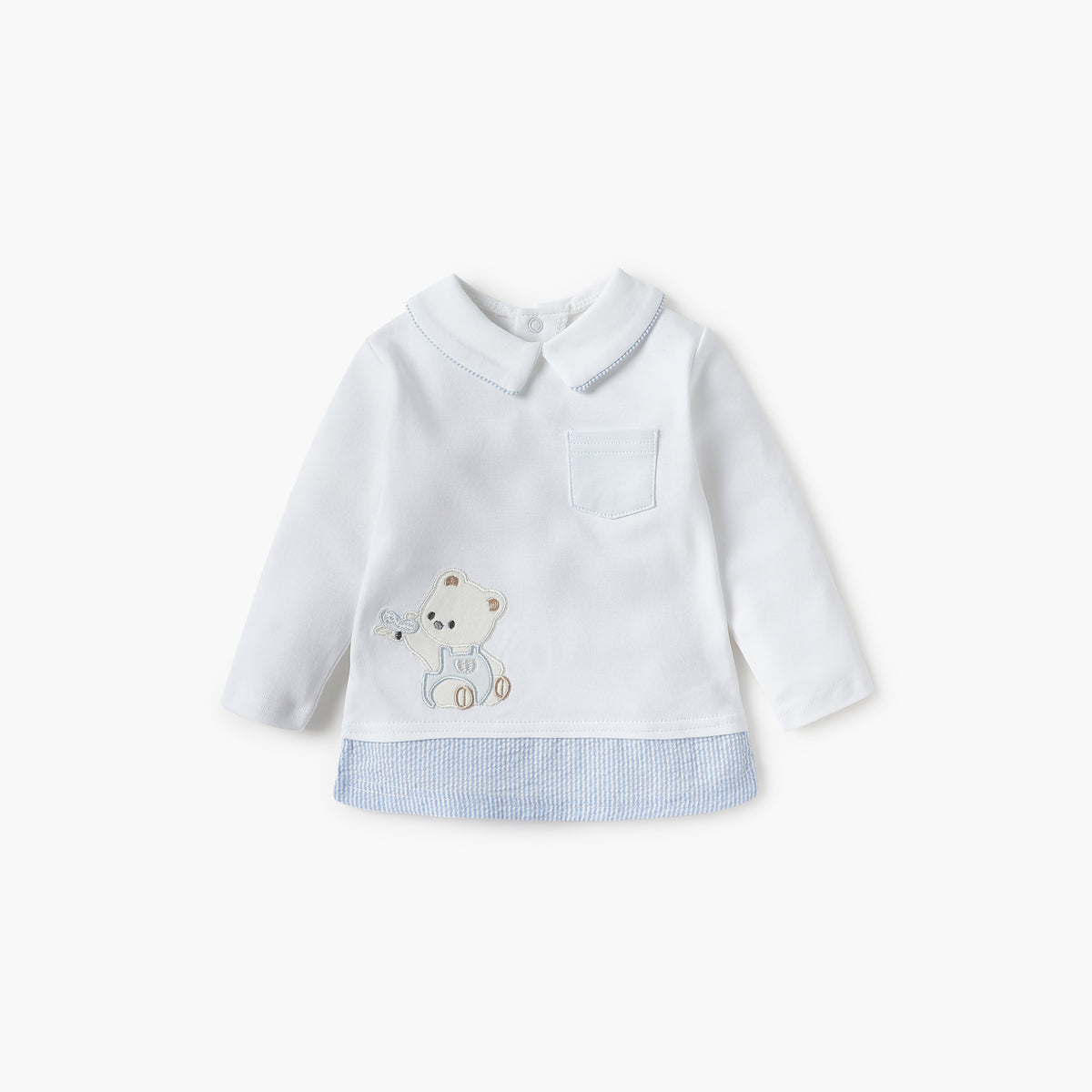 Giggles Bear Applique Long Sleeves T-shirt and Pyjama Set