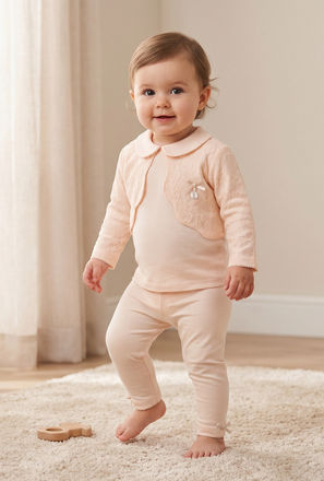 Giggles Cotton Collared Long Sleeves Pyjama Set with Lace Detail